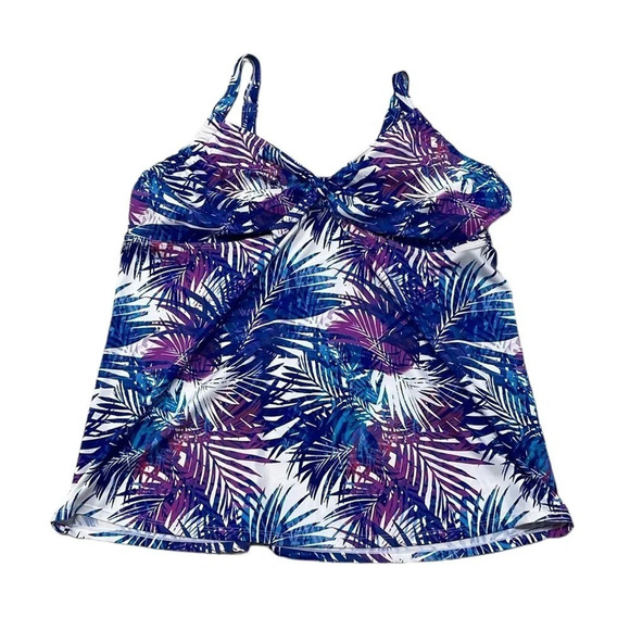 Swimsuits For All Tankini Top Womens 24 Purple Blue Floral Sweetheart Underwire - Picture 4 of 17